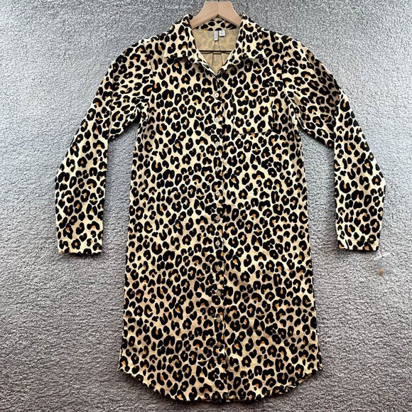 Nordstrom Flannel‎ Patchwork Shore Leopard Print Night Shirt Tan XXS - Picture 2 of 4